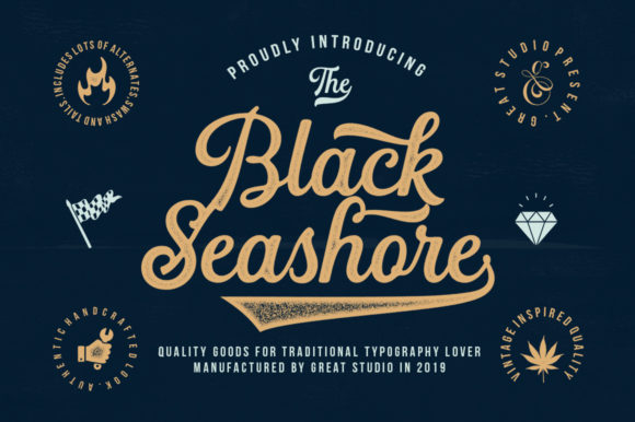 Black Seashore: Vintage Handwritten Font for Editorial Design